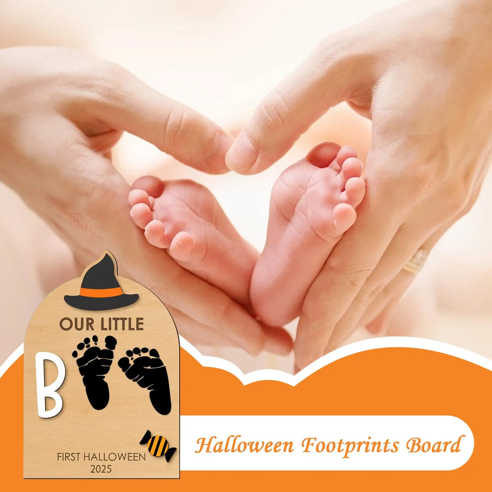 Baby Footprint Kit Nursery Decorative Card Keepsake Craft Kit With Ink Pad Hand Ornament For Birth Shower Mom Dad Kids Family