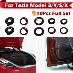 For Tesla Model 3 Y S X Car Door Rubber Weatherproof Sealing Strip Kit, Front Luggage Lid Strip Door Sealing Soundproofing Kit