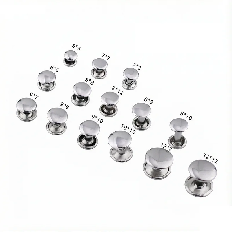 6/7/8/9/10/12mm Metal Double Cap Rivets Stud Round Nail Rivet Collision Nail For Leathercraft Shoes Bag Belt Clothing Garment