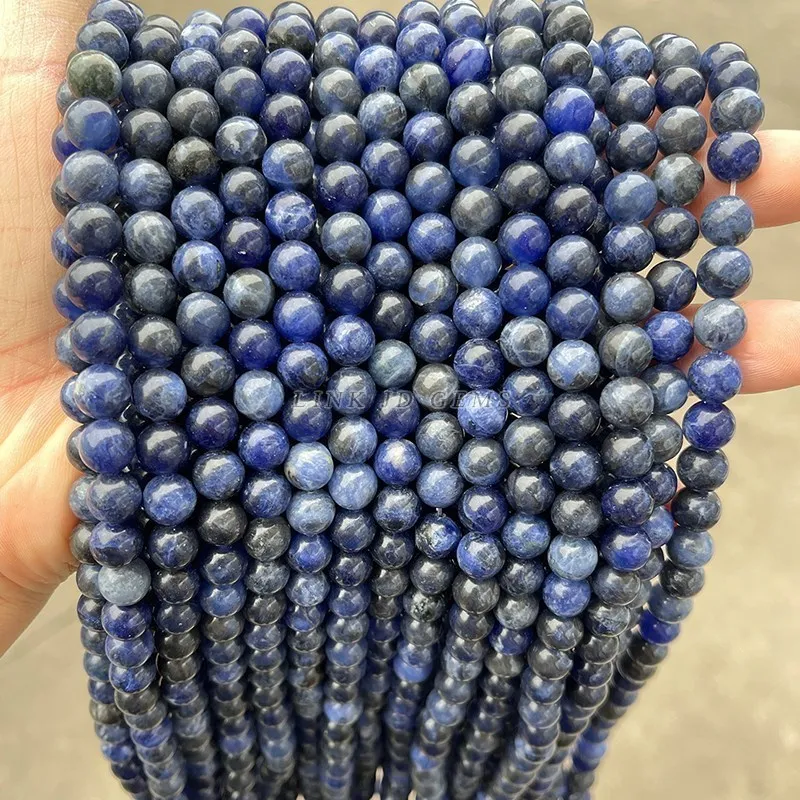 5A ธรรมชาติ Sodalite Blue-Vein หินลูกปัดรอบหลวม Spacer ลูกปัด4 6 8 10 12มม.สำหรับเครื่องประดับทำ DIY เครื่องประดับกำไล