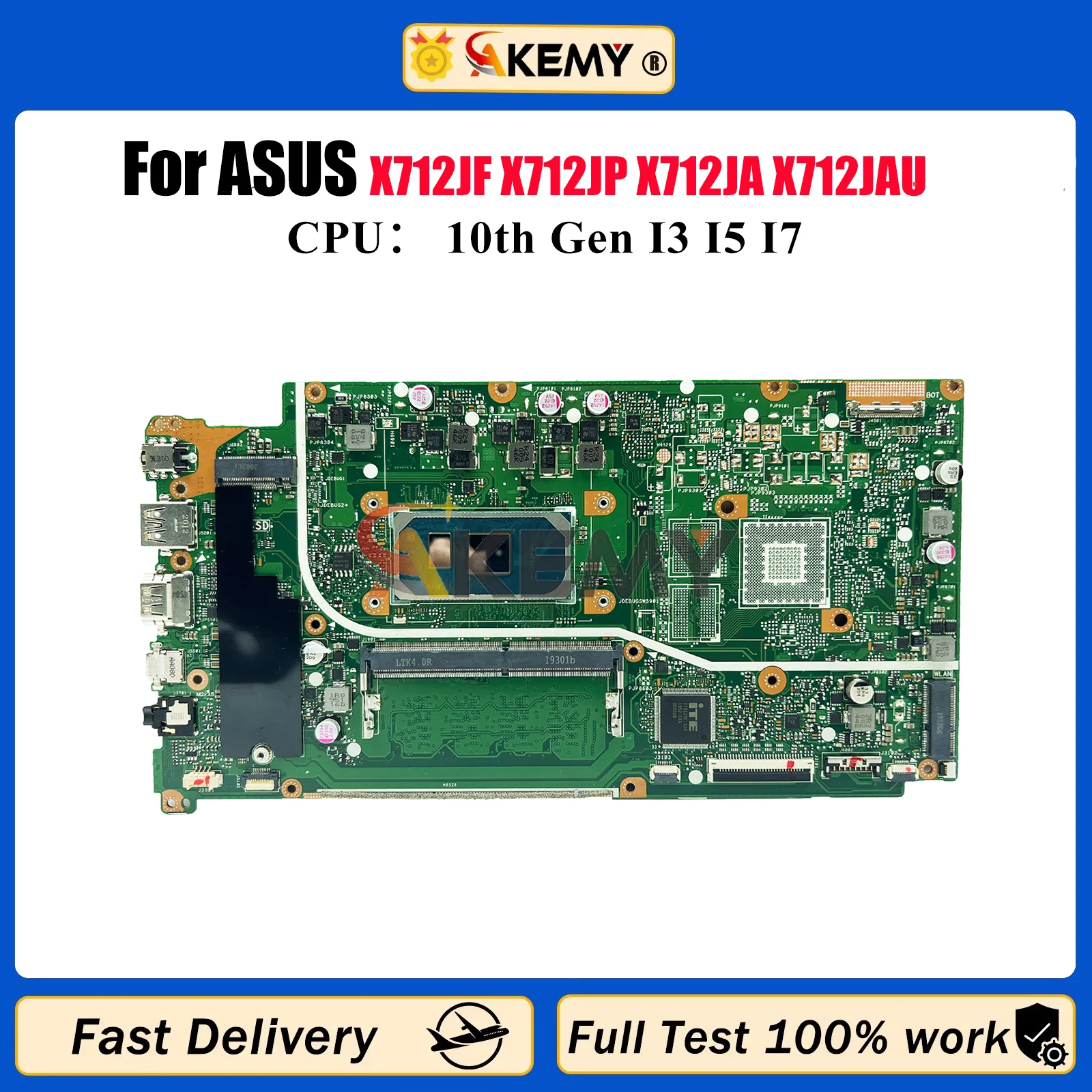 

X712JA Материнская плата для ноутбука ASUS X512J V5000J S512J A512J K512J F512J X712JF X712JP X712JAW X712JAU Материнская плата с процессором I3 I5 I7