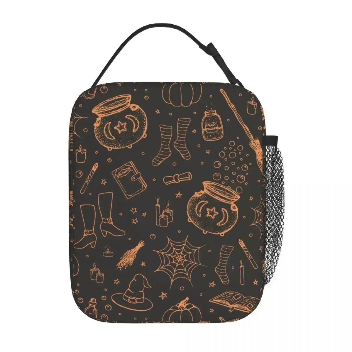 

Halloween Pattern Pumpkin Witch's Broom Hat Insulated Lunch Bags Lunch Container Cooler Bag Lunch Box Tote College Bento Pouch