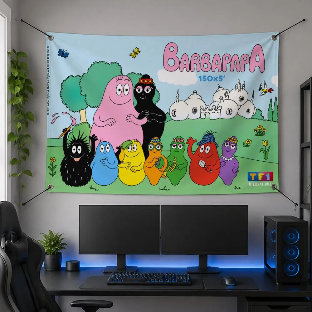 Cartoon Classic B-Barbapapa Flags Flag Banner for Bedroom Dorm Party Home Living Room Game Room Gift