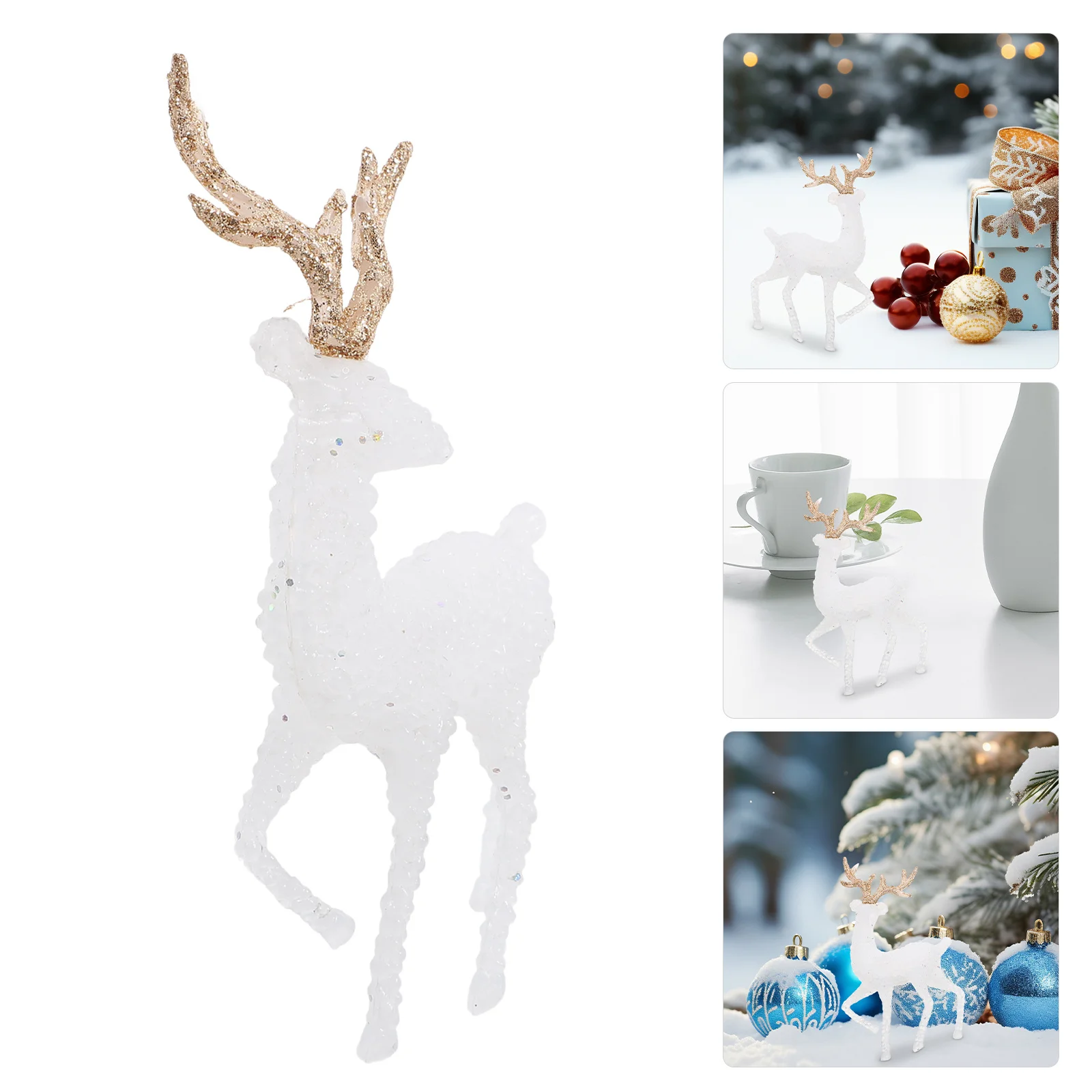 

6Pcs Christmas Reindeer Table Decorations Adorable Elk Statues Xmas Desktop Standing Deer Ornaments Plastic Holiday Party Decor