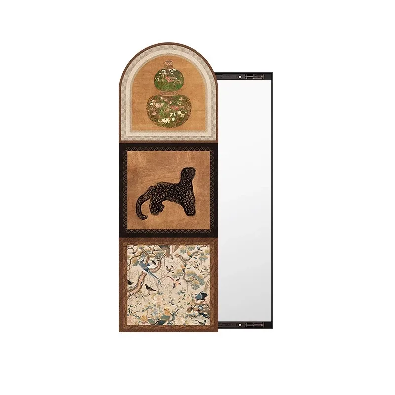 

Medieval style hidden push-pull full-length mirror, decorative painting