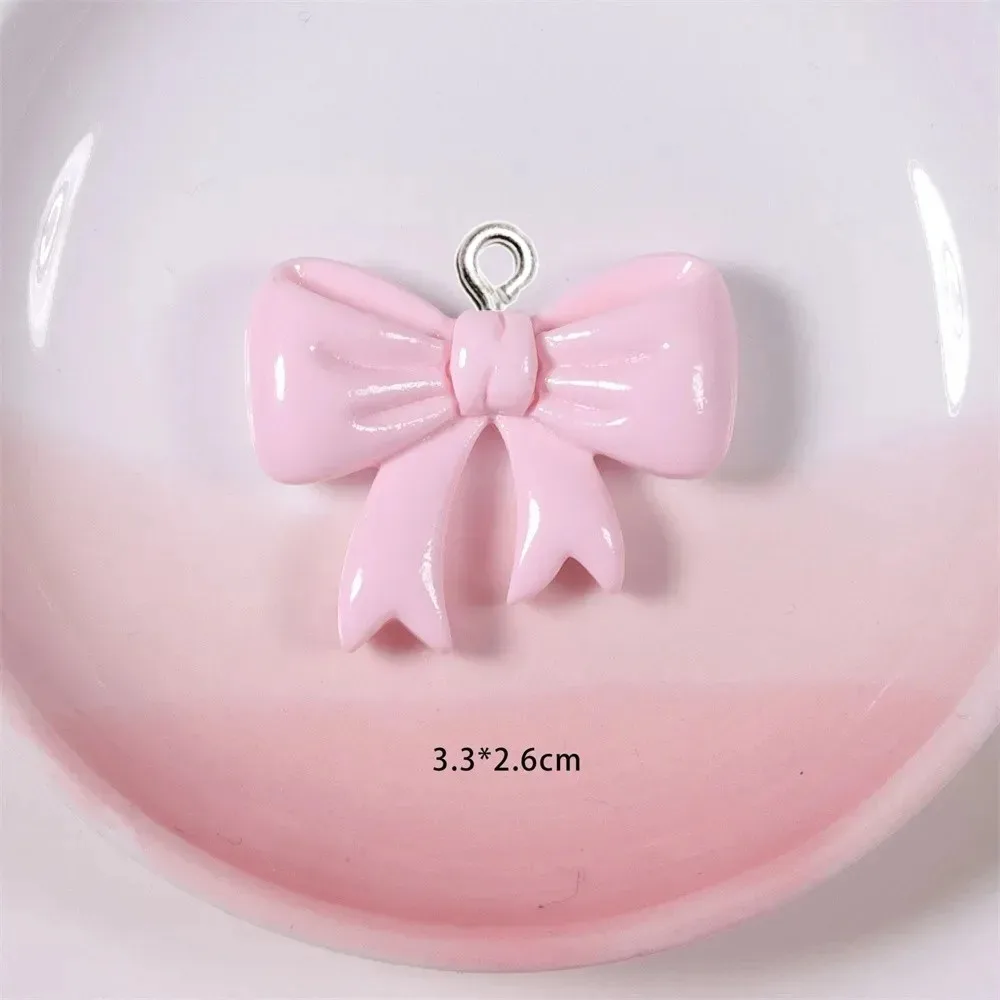 10 Pieces Candy Color Bow Resin Charms Handmade Ornaments Fit Women Jewelry, Keychain Phone Bag Decoration DIY Making