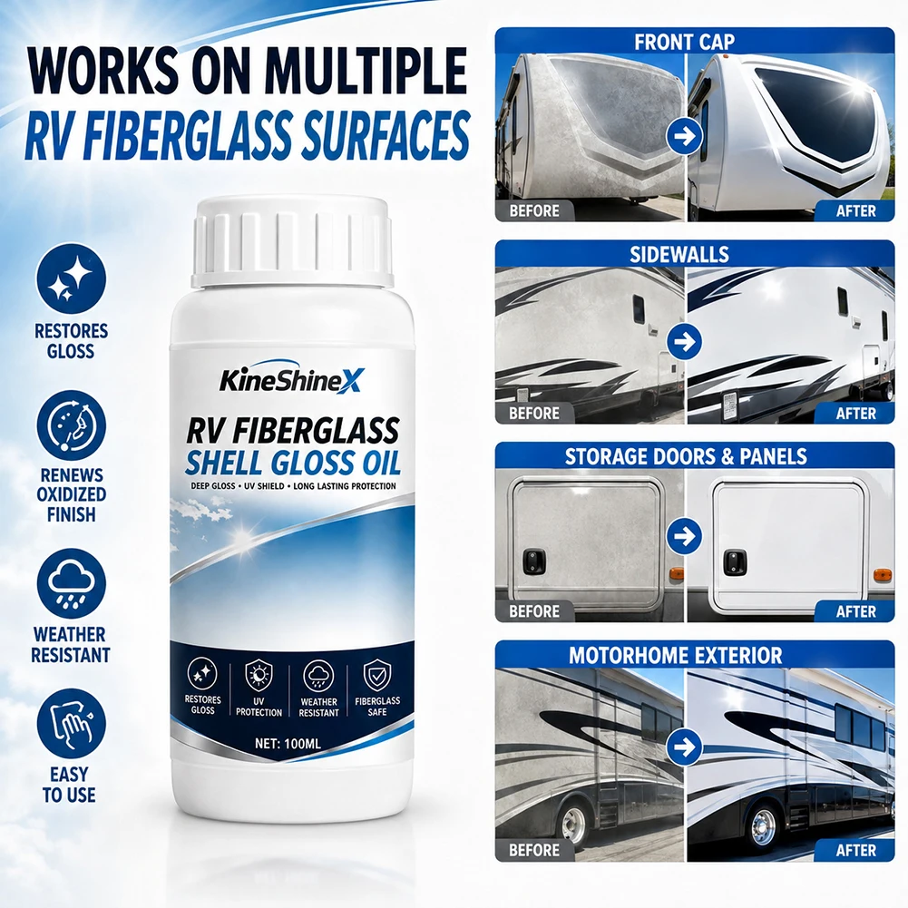 RV Fiberglass Gloss Oil Shine Restorer 100ml Liquid Car Coating Spray Curing Agent for Shine Protection