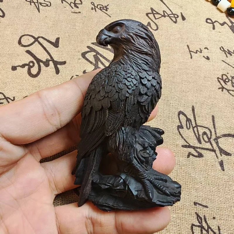 Hand-Carved Agarwood Eagle Statue - 3.15