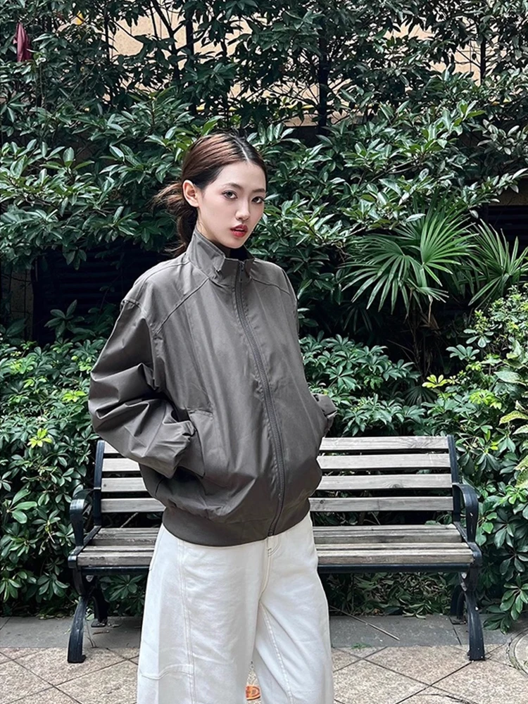 Or da uomo Colletto alla coreana Jaet Capispalla a prova di T Autunno Faion Gioventù Casual Vestibilità ampia Facile da pulire Cerniera durevole