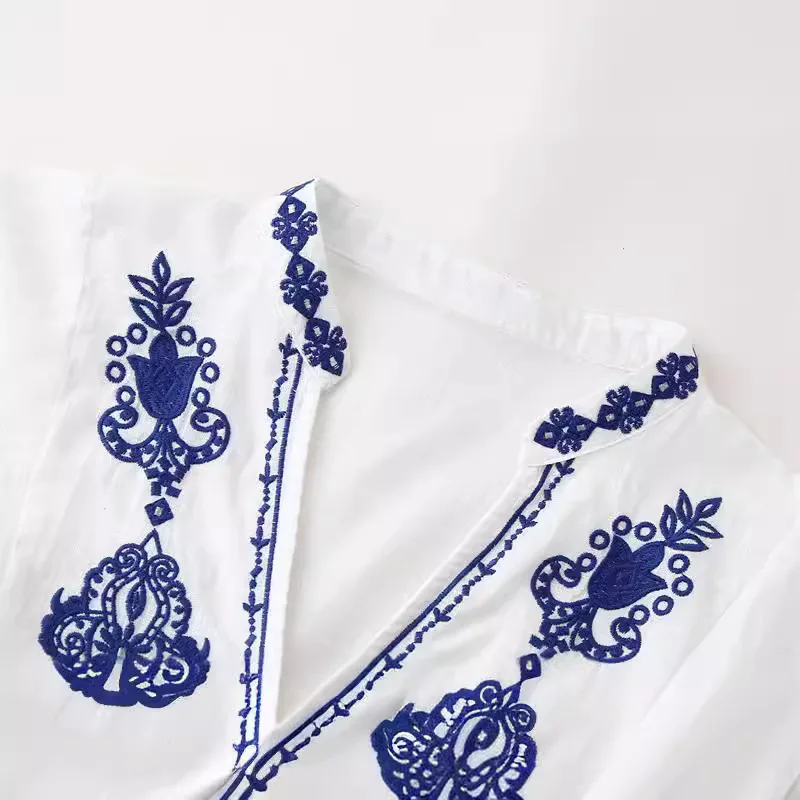 Neue Damenbekleidung, europäische und amerikanische Mode, lässiges, vielseitiges, mit Perlen besticktes Hemd