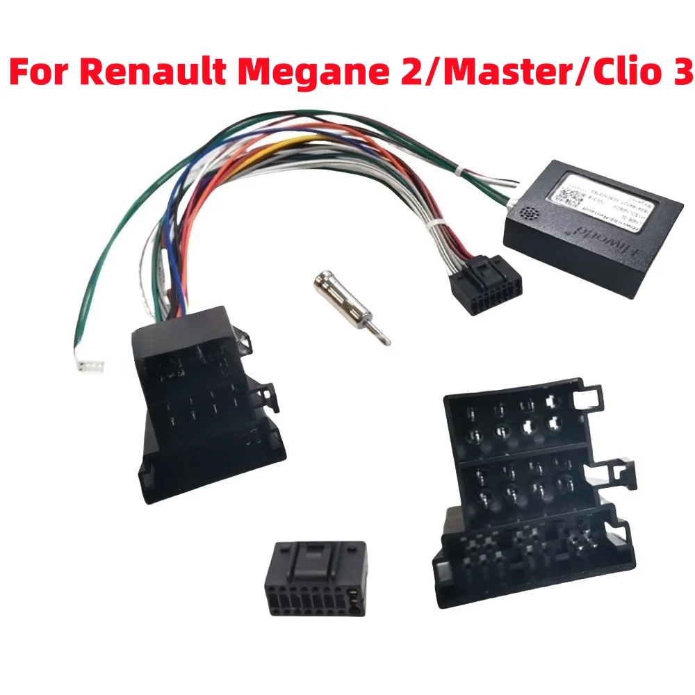 For Renault Megane 2 Clio 3 Trafic Mk2 Kangoo Laguna 3 Master Android 16 Pin Cable 2 Din GPS Radio with Hiworld Canbus Box