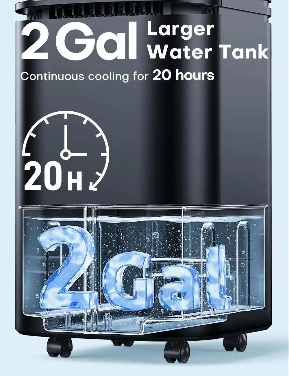 Aires acondicionados portátiles 4 en 1, enfriador de aire evaporativo con 4 modos y 3 velocidades, temporizador de 15 horas para apagado automático inteligente, tanque de 2 galones para 20 horas