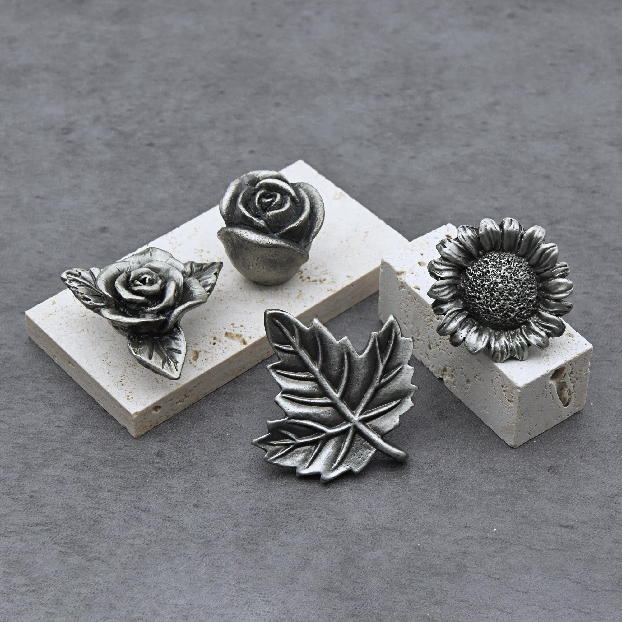 Antique Creative Flower Cabinet Handles Pewter Mapple Leaves Drawer Knobs Decorative Dresser Wardrobe Pulls Kitchen Accessories