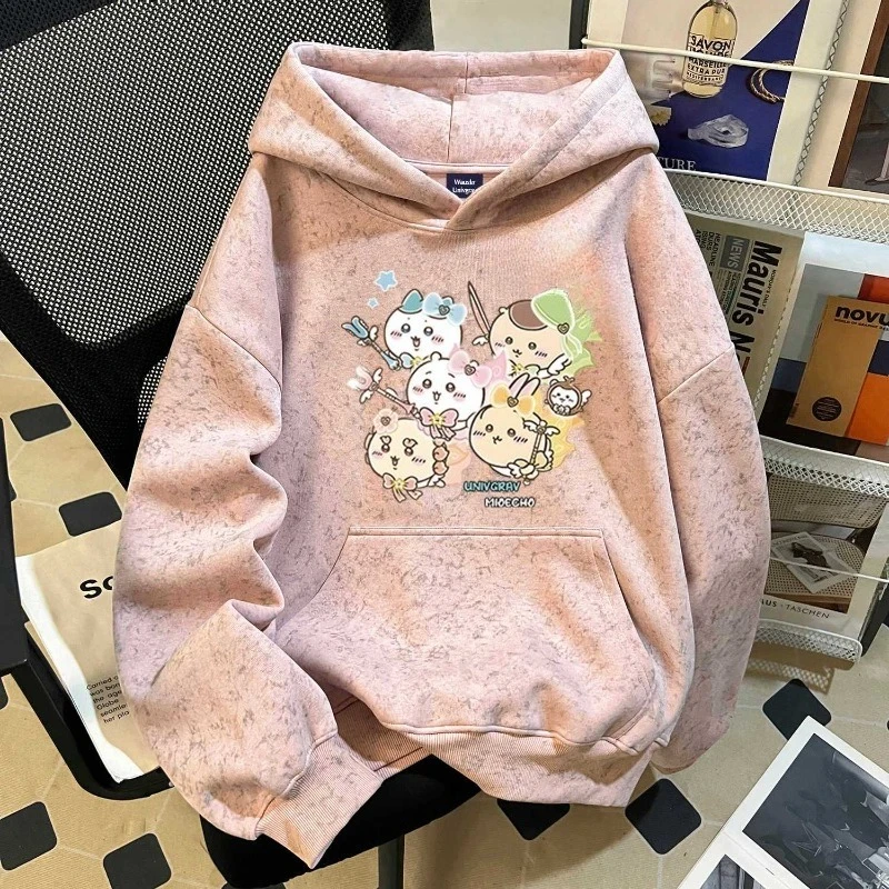 Cartoon Kawaii Girl Hooded Sweatshirt Fashion Versatile Autumn Winter Soft Thick Colorfast Skin-friendly Wear-resistant Chiikawa