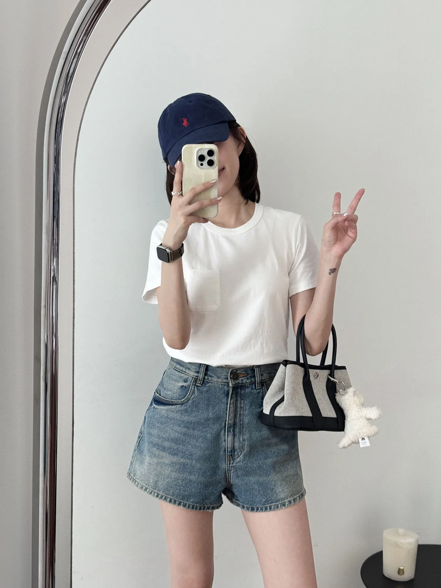 

Женские летние джинсовые шорты с высокой талией, универсальные, темно-синие, облегающие, на молнии