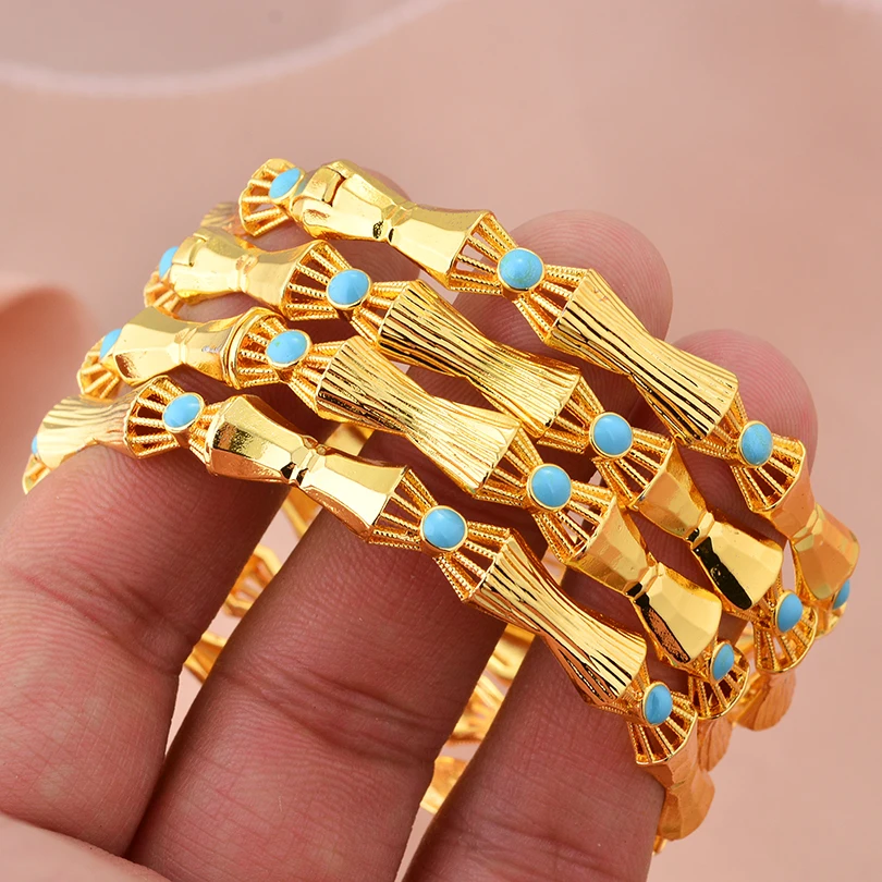 4pcs/lot Middle East gold-Plated Bangles Dubai Bracelet Fashion Jewelry For Summer Women Party Gift ﻿
