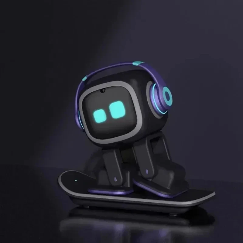 AEKO Mini Desktop AI Robot Intelligent Interactive Chat Dance Robot Voice Control Gesture Induction LED Lighting Black Tech Elec