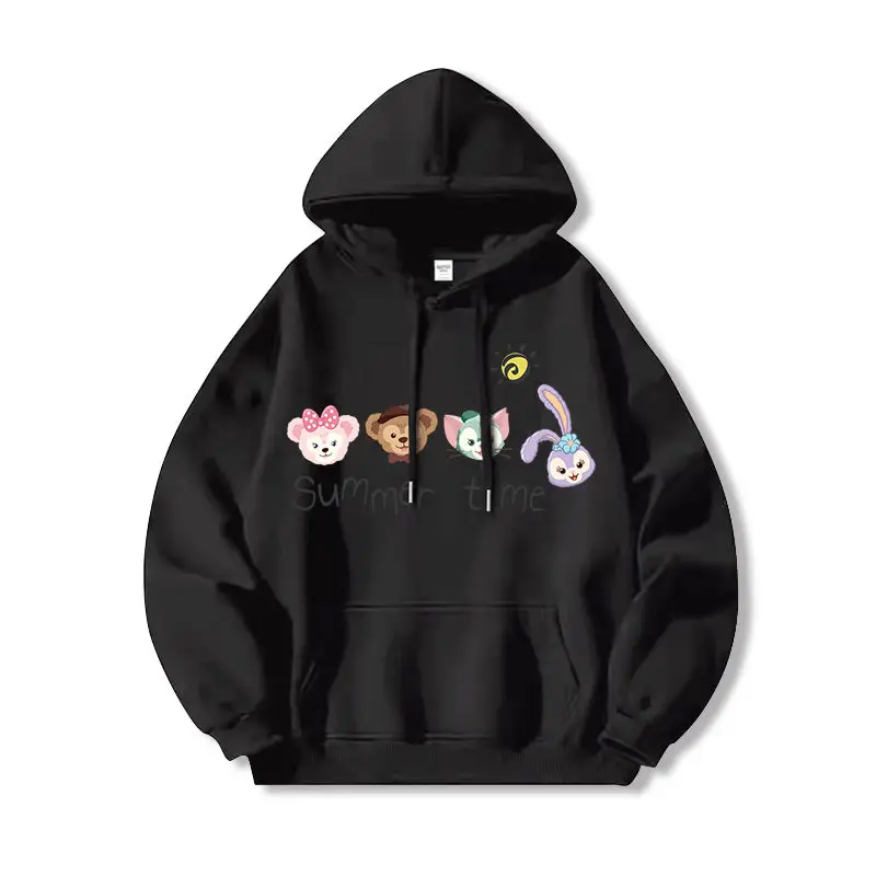 

Disney Duffy Friends Hoodie Women Cotton Fleece Pullover 2025 Summer Graphic Sweatshirt Black Base ShellieMay Gelatoni Tony