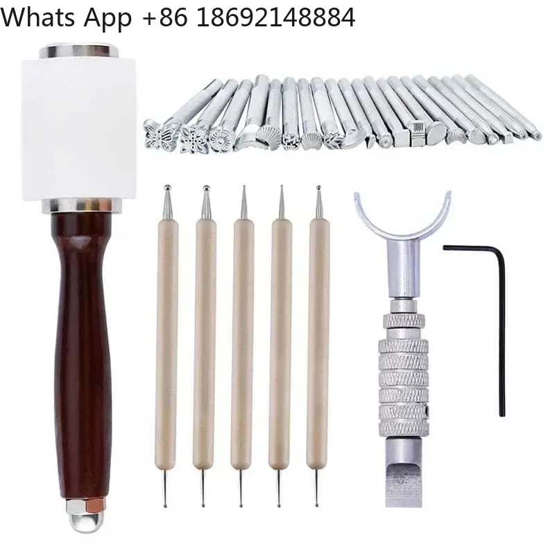 DIY Leather Craft Package Hand Sewing Set for Leather Art Tools Leather Goods Carving and Embossing Tool Set