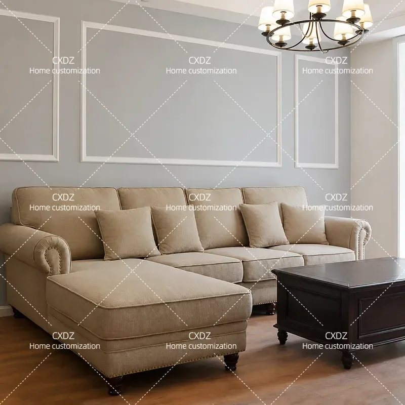 American sofa removable and washable corner L-shaped recliner living room furniture fabric cotton and linen/technology cloth
