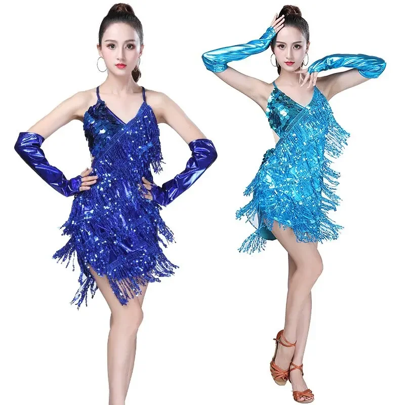 Wholesale Halloween Robe de Danse Latine Doshirts Veelkleurig, Robe de Danse Paillettes, Robe de Performance Sur