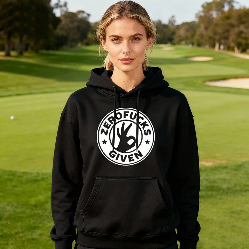 Felpa con cappuccio casual da donna autunno e inverno ZEROFUCKS GIVEN Felpa con cappuccio a maniche lunghe stampata Top Pullover