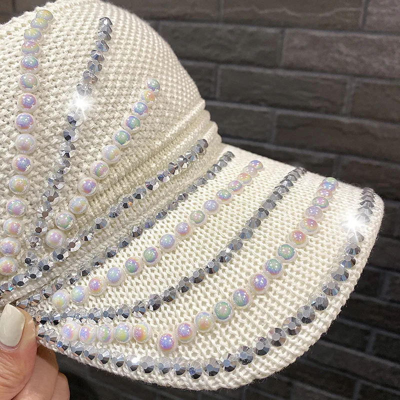 Rhinestone Hat Baseball cap style Ladies Cap Casual Outdoor Sport Cap Summer Beach Sunshade Hat Out Breathable Empty Top Hat