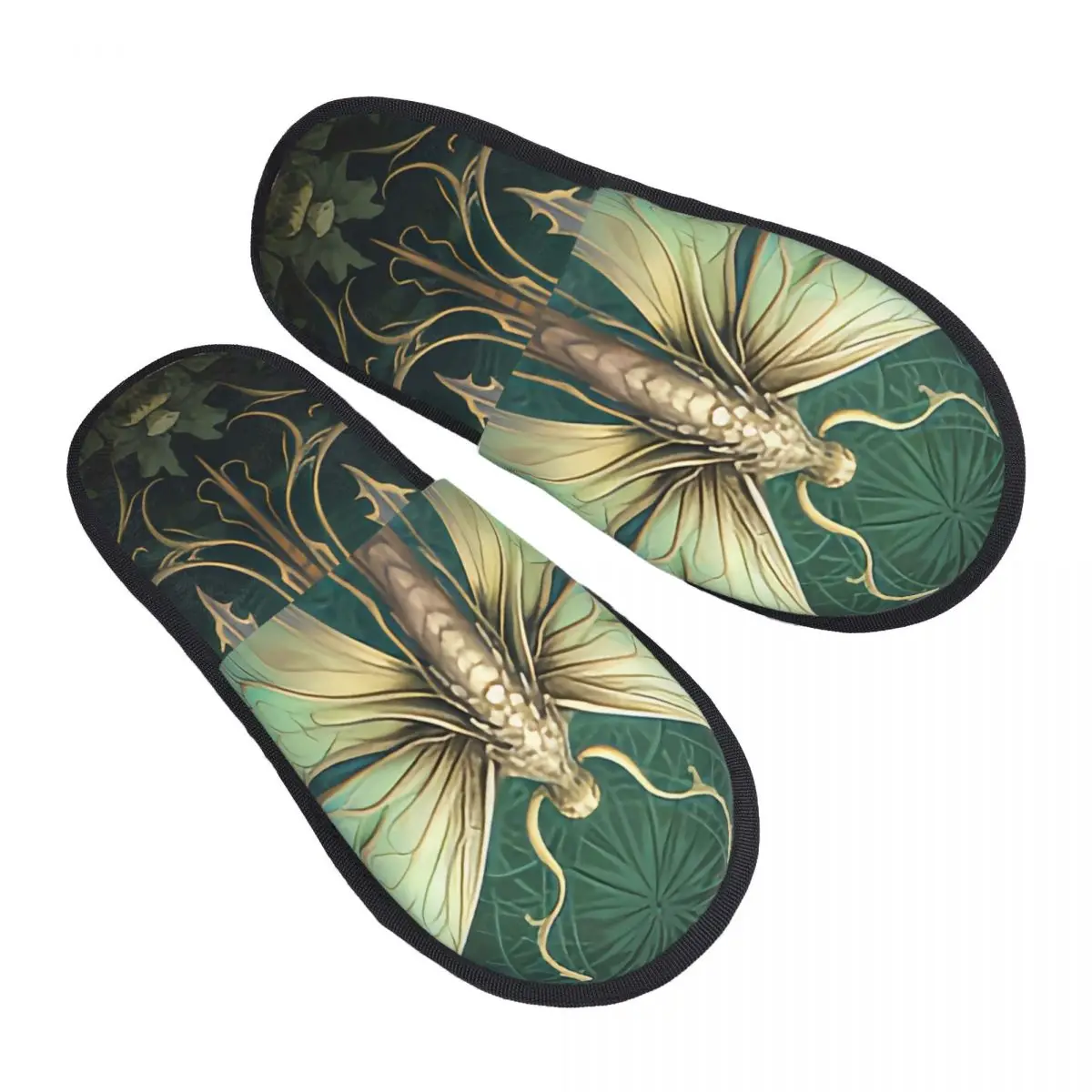 

Winter Women Men Non-Slip Flat Slippers Lunar Moth Guardians Indoor Fur Soft Warm Shoes