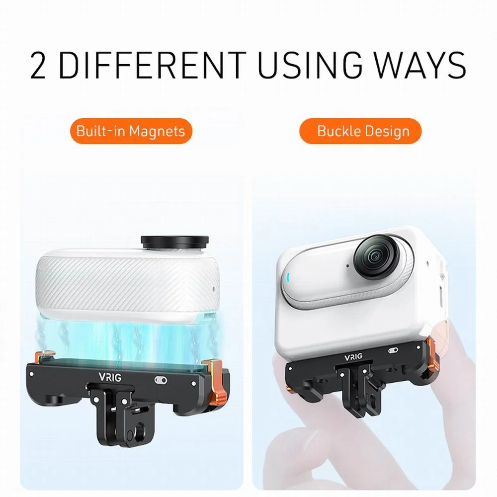 Aluminiowa magnetyczna baza ładująca VRIG do Insta360 GO3/GO3S, adapter kamery z szybkim mocowaniem i portem 1/4 Gopro do statywu. — zdjęcie produktu 4