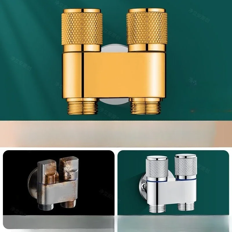 Brass 2-way Water Diverter Valve, One In Two Out Ball Valve, Large Flow Washing Machine Tap Household 3-Way Water Separator
