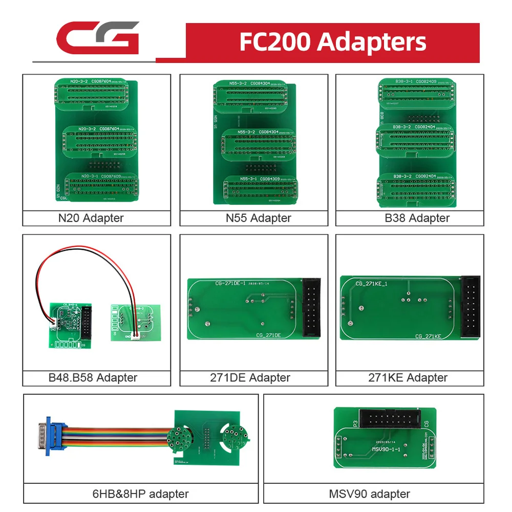 

CGDI FC200 AT200 новый набор адаптеров нет необходимости в разборке, включая 6HP & 8HP / MSV90 / N55 / N20 / B48/ B58/ B38 и т. д.