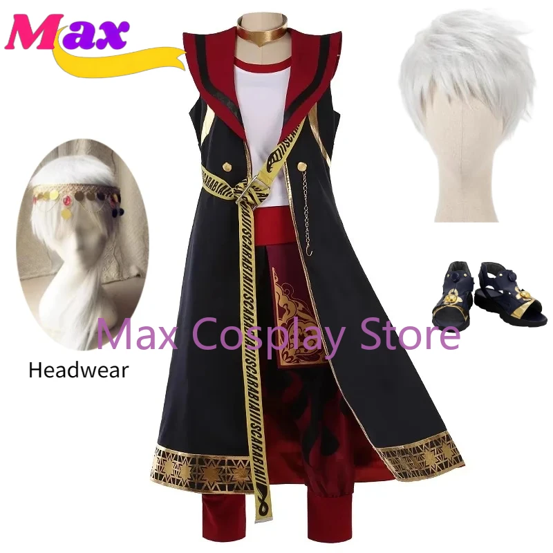 

Max Anime Scarabia Kalim Uniform Cosplay Costume Party Uniform headwear Women Men Hallowen Play Role Wig Shoes XJ