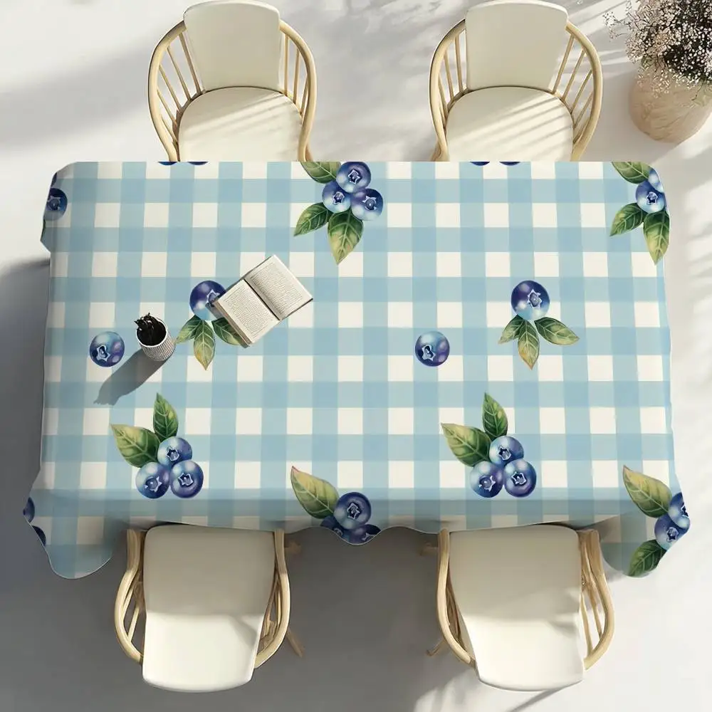Blueberry Fruit Blue Table Cloth Party Decor Dining Room Home Kitchen Patios Waterproof Stain-Proof Table Cloth