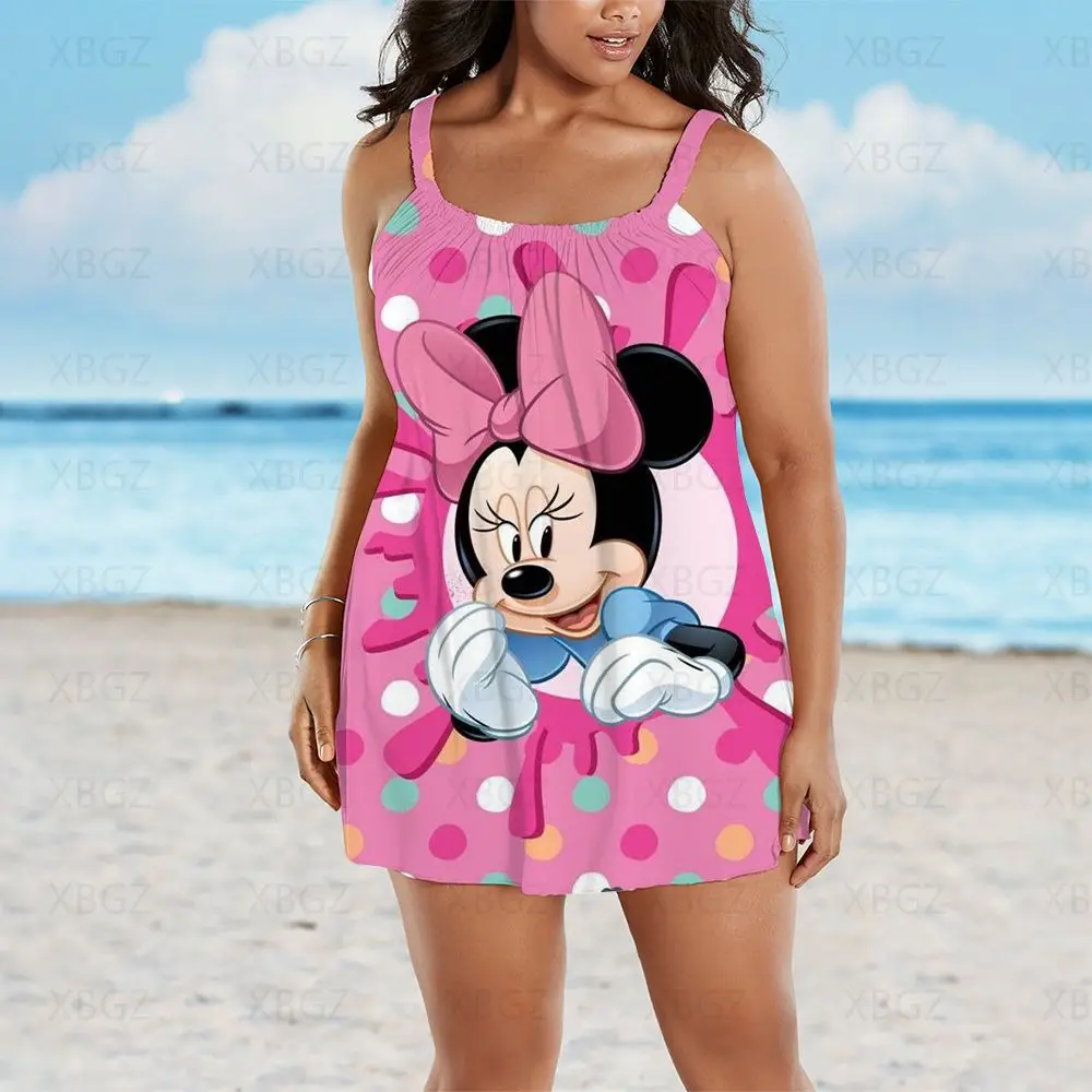 Minnie Maus Plus Größe Sommer Outfits Kleider Ärmellose Frau 2022 Strand Kleid frauen Freies Verschiffen Drucken Sling Sexy Cartoon