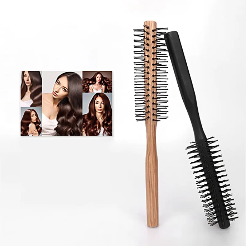 

1pc wooden handle curling brush nylon comb circular comb curling brush hair styling tool,Special for real hair wigs