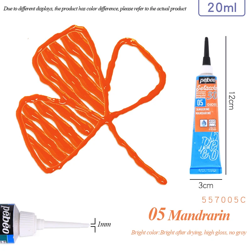 Setacolor 3D Stoffenverf 20ml Permanente Waterdichte Textielverf Niet-giftige 3D Stoffenmarker voor DIY Kleding Textielknutsels