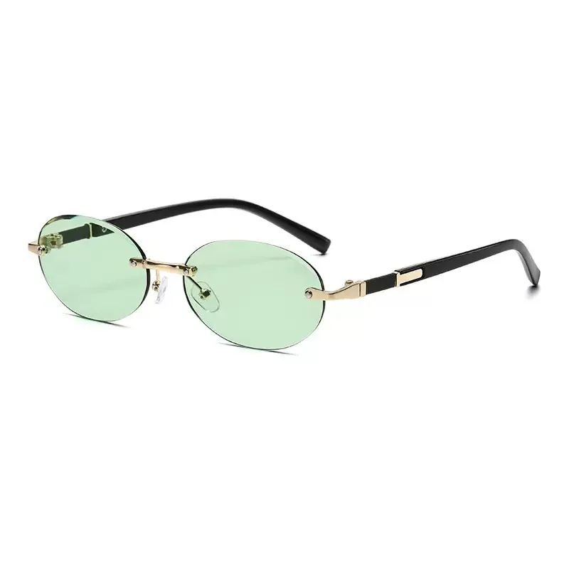 

56/2000 New personalized oval frame sunglasses, vintage metal high-end sunglasses, fashionable trend sun glasses.