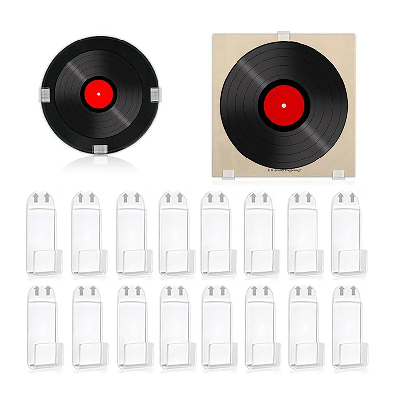 6/18Pcs Records Holder Acrylic Wall Mount Self Adhesive Album Disc Show Rack Clear Vinyl Display No Drill Storage Floating Shelf