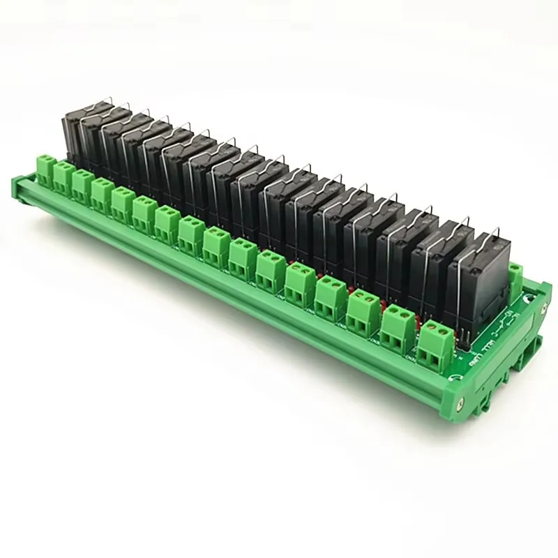 DIN Rail Mount 16 DPDT 5A Power Relay Interface Module, JW2SN-DC24V Relay.