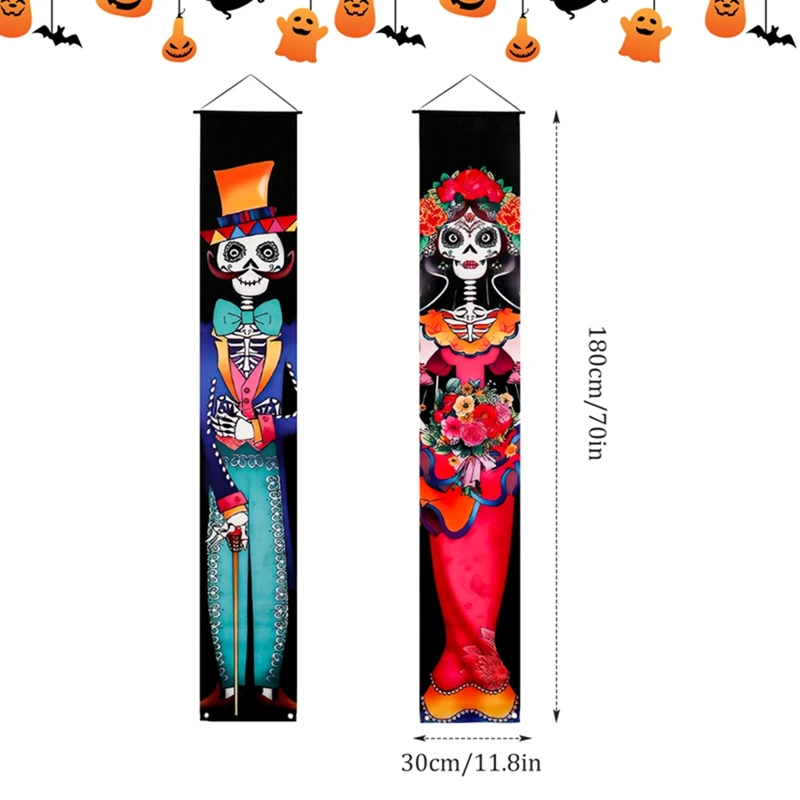 Decorazione di Halloween tenda per porta appesa Banner messicano Day Of The Dead Party portico Sign Picado Papel Mexican Fiesta Sign Party