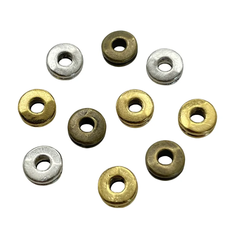 50pcs 3*6mm 3 Colors Bronze Ancient Silver Gold Wheel Shape Spacer Beaded Bracelet Necklace Jewelry Amulet DIY Alloy Accessories