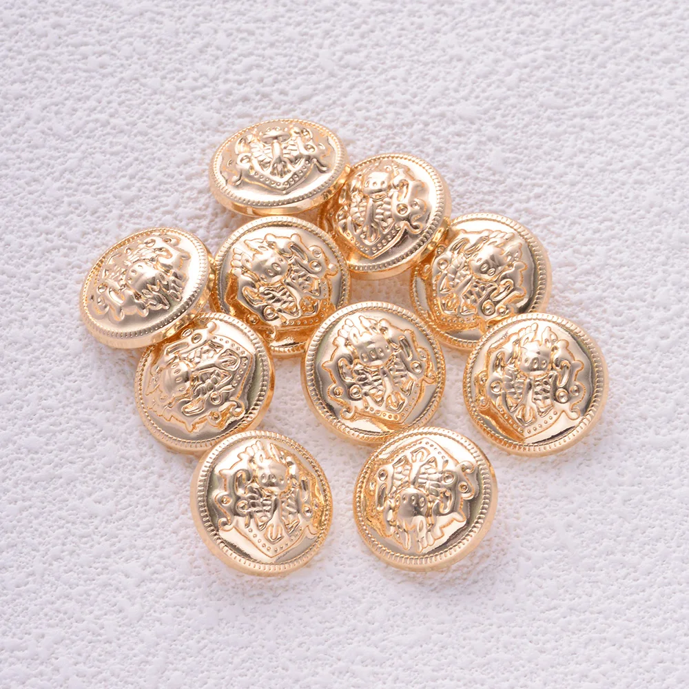 10pcs/Pack Vintage Lion Head Gold Color Round Metal Shank Buttons For DIY Shirts Coat Clothing Sewing Button Jewelry Accessories