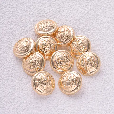 10 unidades/pacote vintage cabeça de leão cor ouro redondo botões de haste de metal para camisas diy casaco roupas botão de costura acessórios de jóias