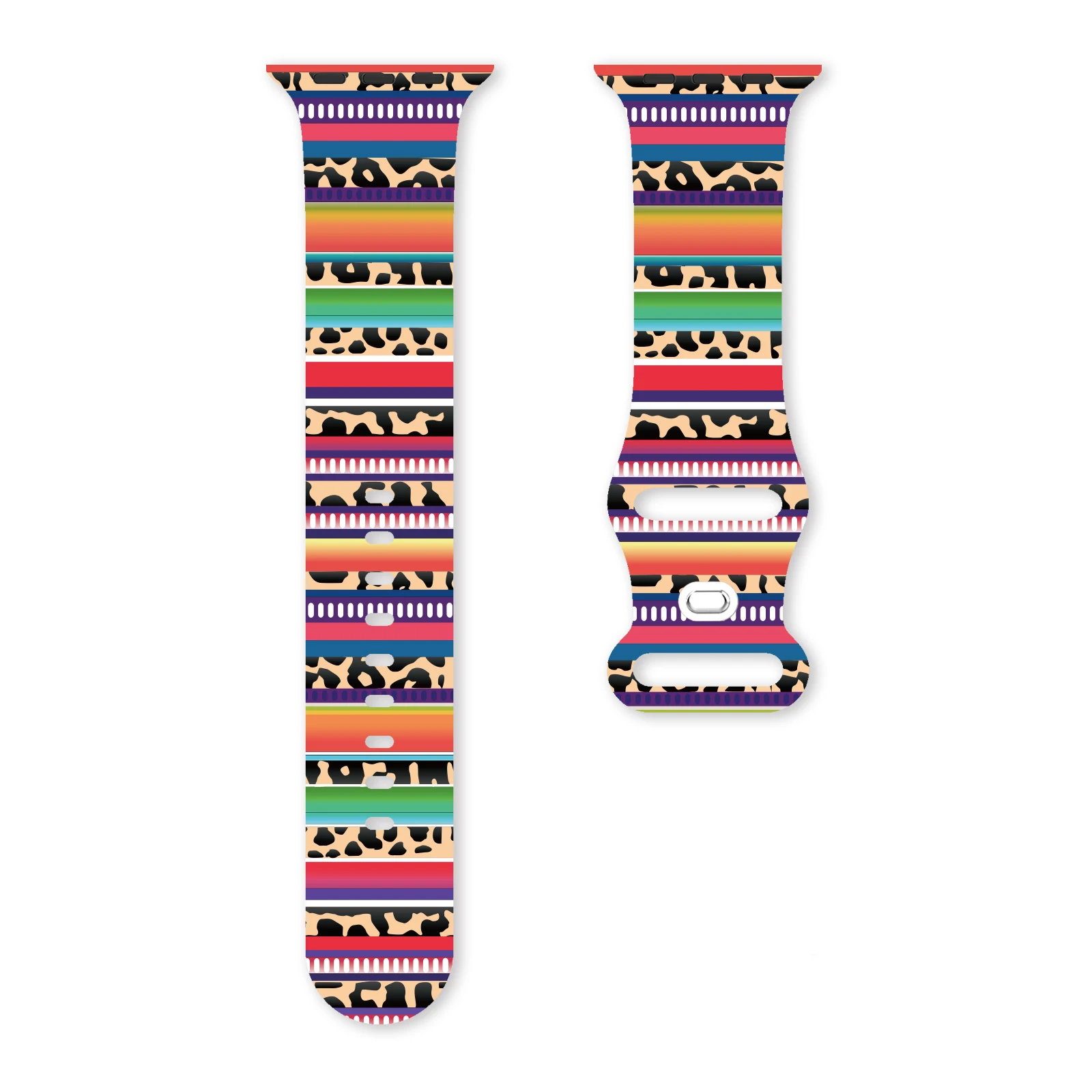 

Macaron Trendy Print Strap Band for Apple Watch Series 11/10/9/SE, Soft Waterproof Silicone Band 46mm 45mm 44mm 42mm