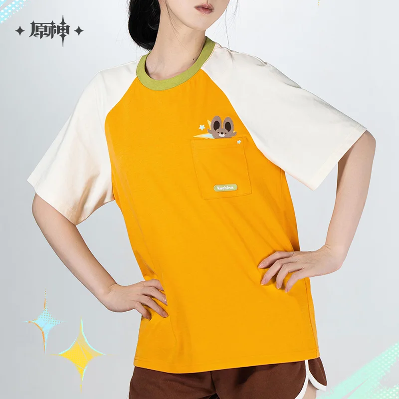 

Предпродажа MiHoYo, официальная футболка Genshin Impact Kachina, 100% хлопок, унисекс, повседневные футболки, костюм для косплея, топ, подарок на день рождения