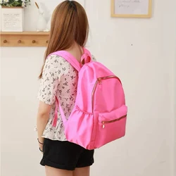 Solid School Backpack Nylon Women Girls Lightweight Waterproof Classic Student Large Travel Bag Kids Teenage Casual Simple