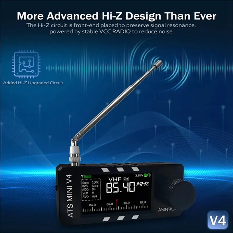 A52T ALL Band FM AM SSB LSB V4 ATS MINI SI4732 Radio USB Receiver Built-In Hi-Z Headphone Amplifier DSP Functionality