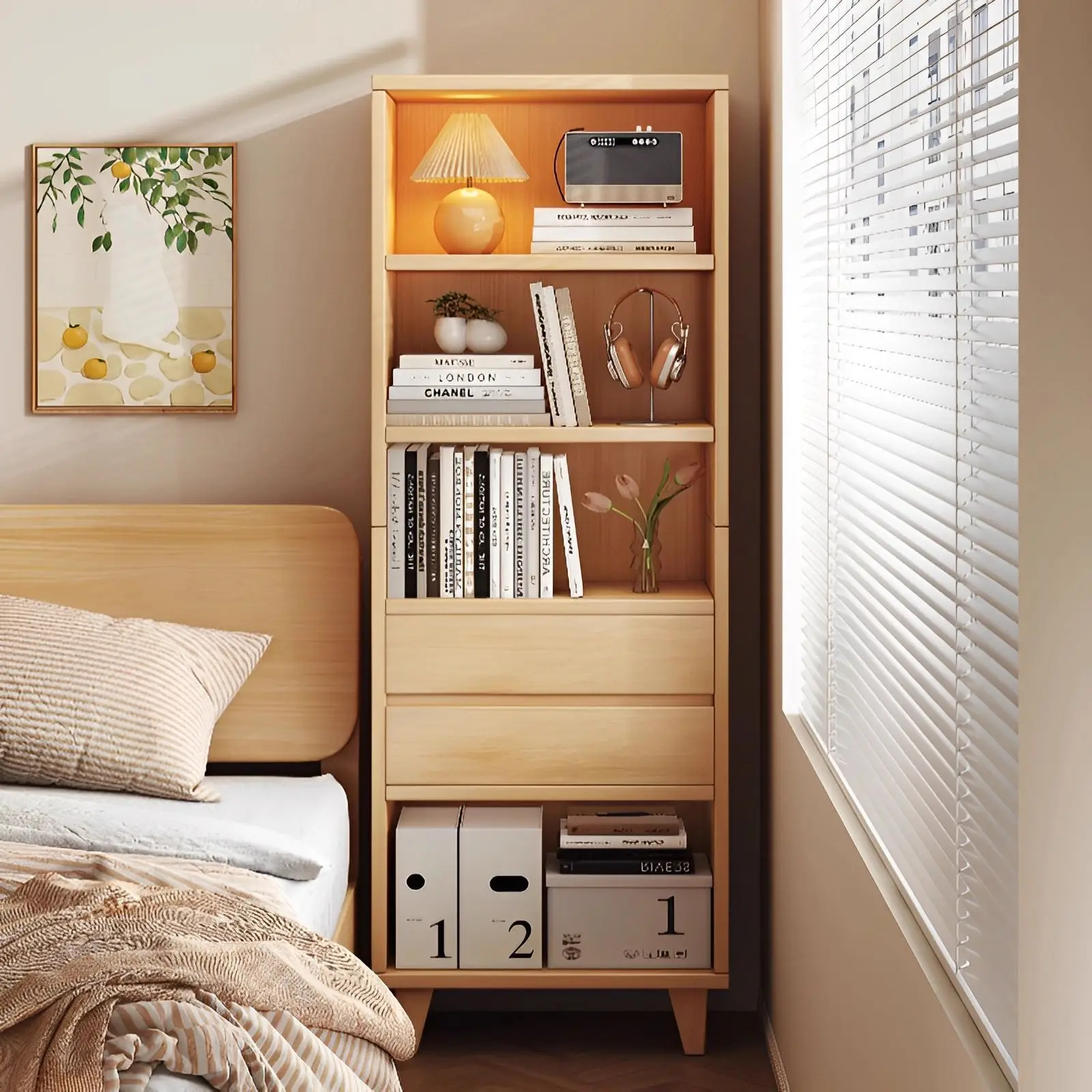 Bookshelf Floor-to-ceiling Baffle Locker Full Wall Bookcase Large Capacity Locker Display Cabinet Living Room Glove Cabinet