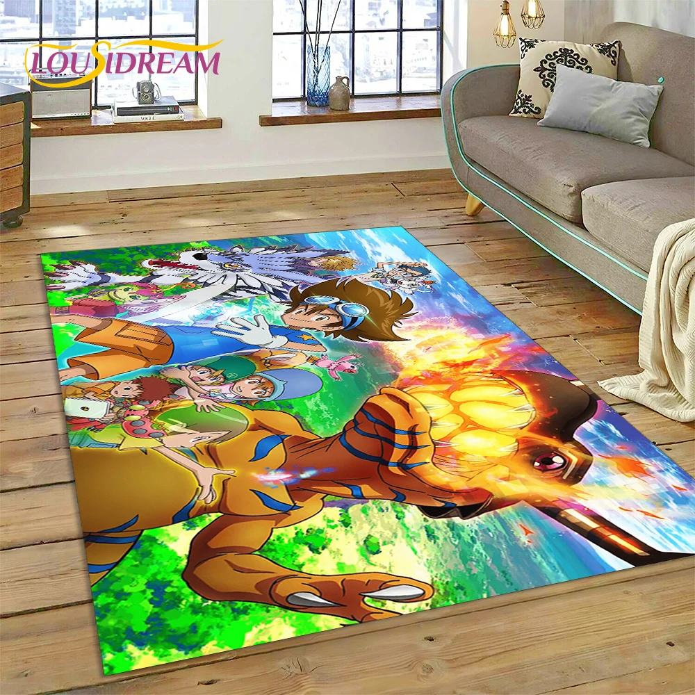 Retro Digimon Adventure Monster Cartoon Carpet Rug for Bedroom Living Room Home Sofa Decoration,Child Game Large Decor Floor Mat