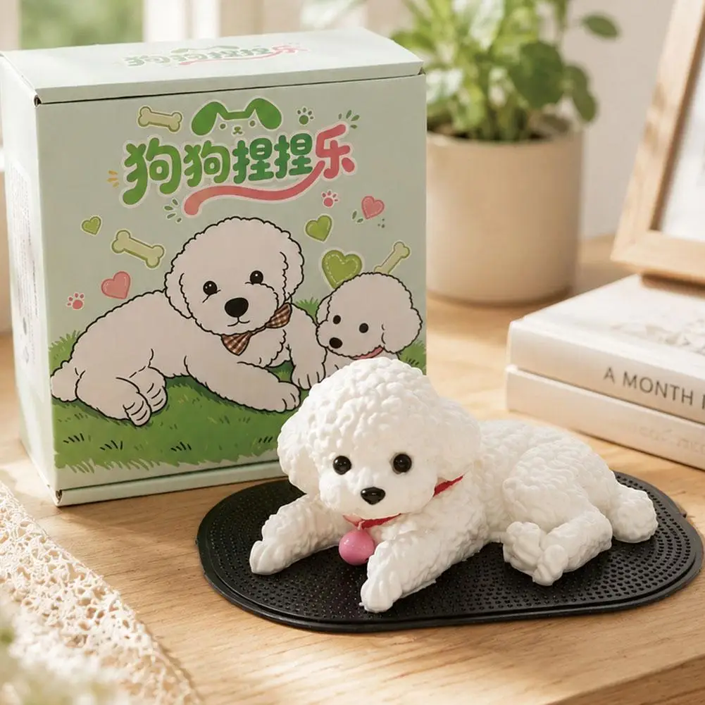 Silikon-Teddyhund-Figur als Auto-Ornament, Dekoration für Armaturenbrett und Mittelkonsole, Simuliertes Haustier für Zuhause, Schreibtisch-Geschenk – Detail 9